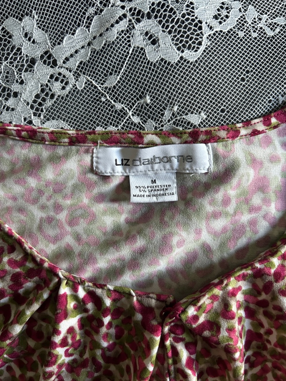 Liz Claiborne Pink and Green Floral Short-Sleeve Tunic Dress - Picture 2 of 4